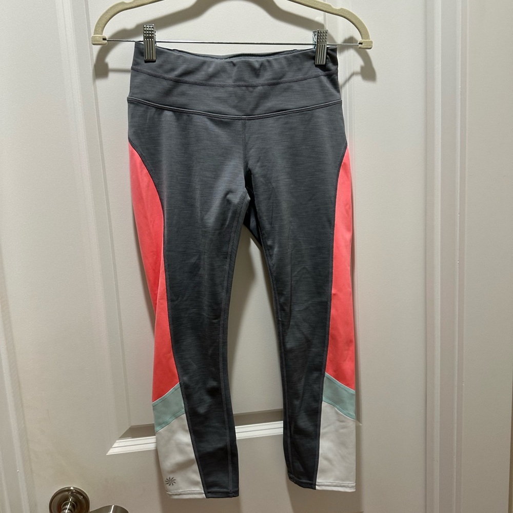 Women’s Athleta grey coral and mint crop workout